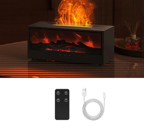 Aromatyczny nawilżacz z efektem Kominka LED – Dyfuzor Płomieni z Pilotem