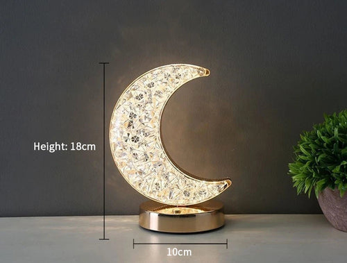 Dekoracyjna lampka LED księżyc lub gwiazda – Kryształowy efekt, Lampka Nocna