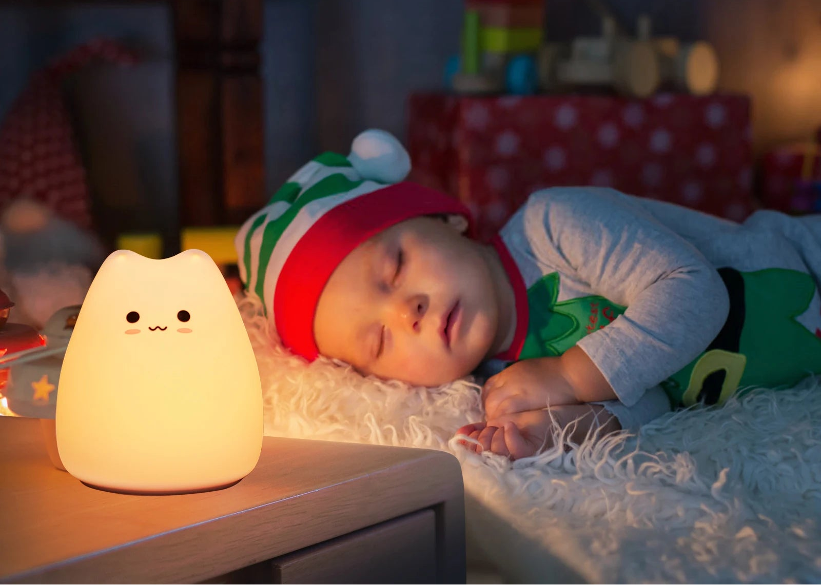 Dotykowa lampka Kotek LED – Zmiana Kolorów, Lampka Nocna dla Dzieci