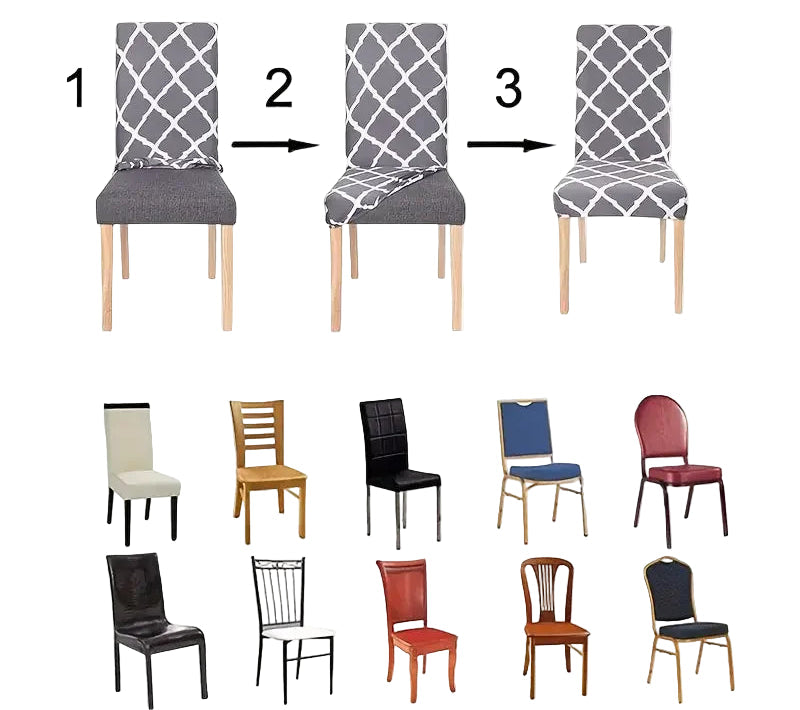 Elastyczne pokrowce na krzesła  – rozciągliwe, ochronne, wodoodporne, nowoczesny wzór