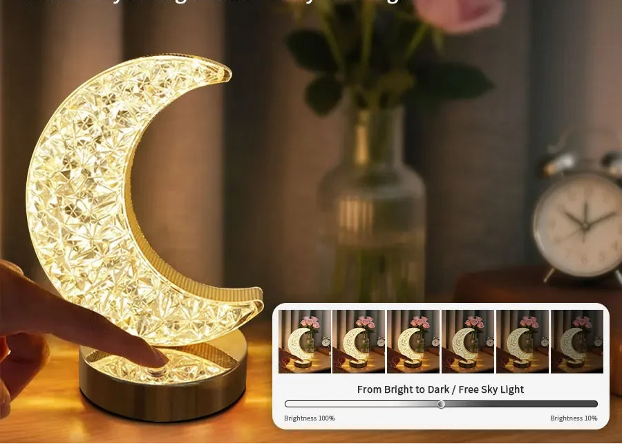 Dekoracyjna lampka LED księżyc lub gwiazda – Kryształowy efekt, Lampka Nocna