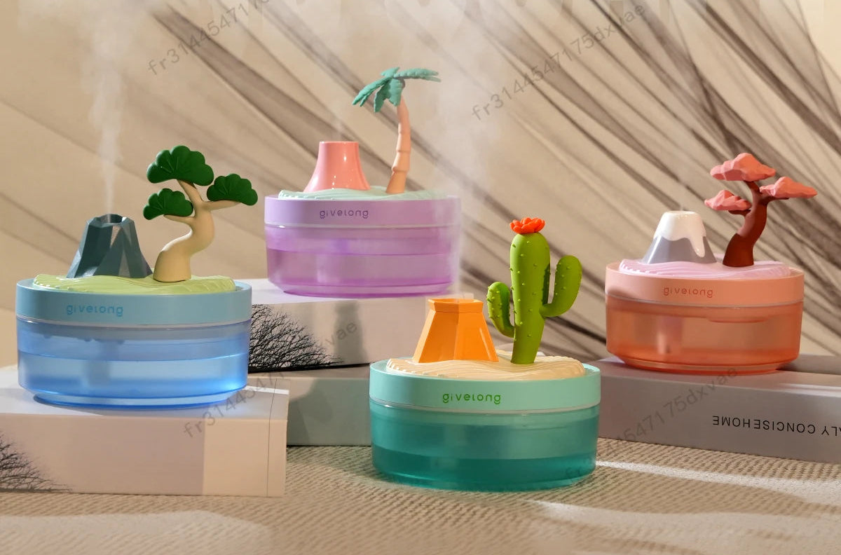 Kolorowy nawilżacz powietrza z efektem Palmy i Lampką Nastrojową