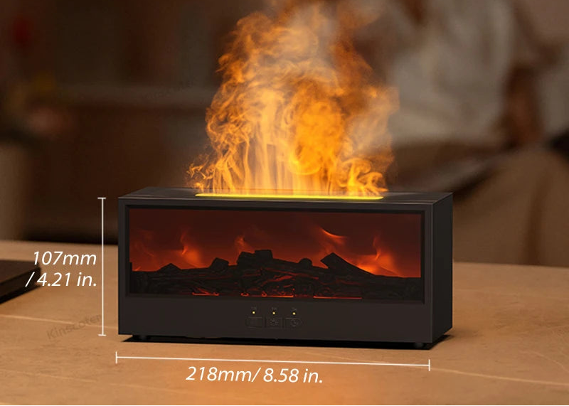 Aromatyczny nawilżacz z efektem Kominka LED – Dyfuzor Płomieni z Pilotem