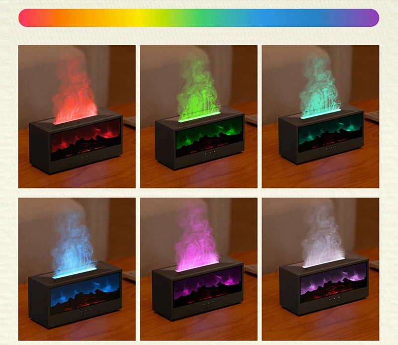 Aromatyczny nawilżacz z efektem Kominka LED – Dyfuzor Płomieni z Pilotem