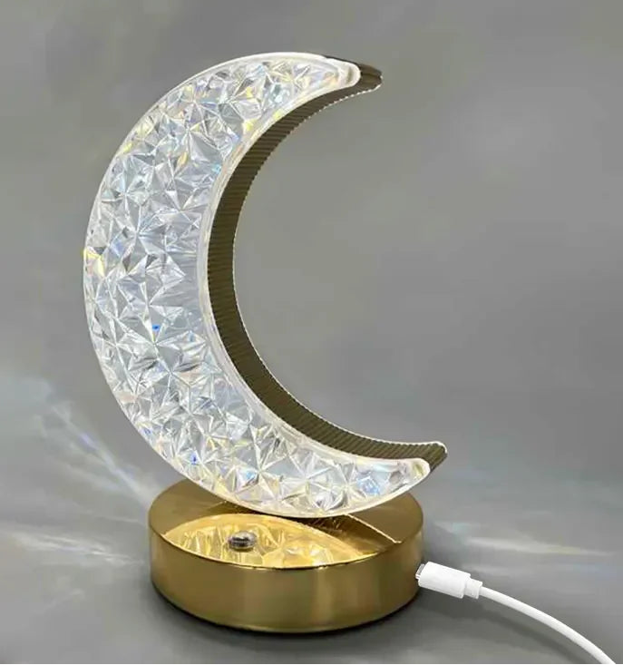 Dekoracyjna lampka LED księżyc lub gwiazda – Kryształowy efekt, Lampka Nocna
